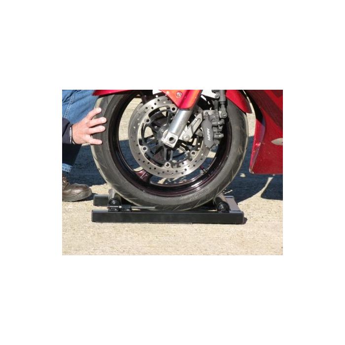 Motorcycle wheel shop spinner